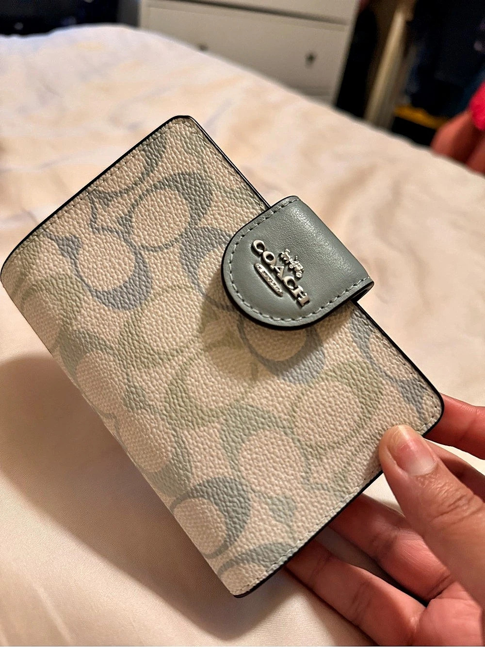 Coach Snap Wallet In Signature Canvas blue